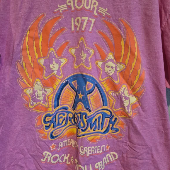 Aerosmith 1977 Tour Pink T-Shirt - Picture 3 of 4